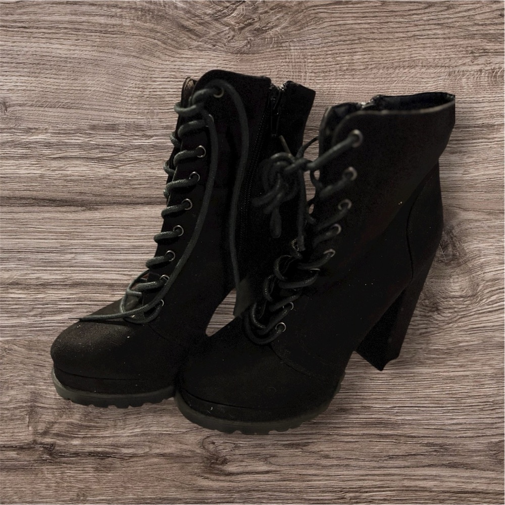 Elegant Black Lace-Up Boots for Women